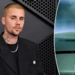 Justin Bieber headlining Coachella 2026 with archival footage on screens